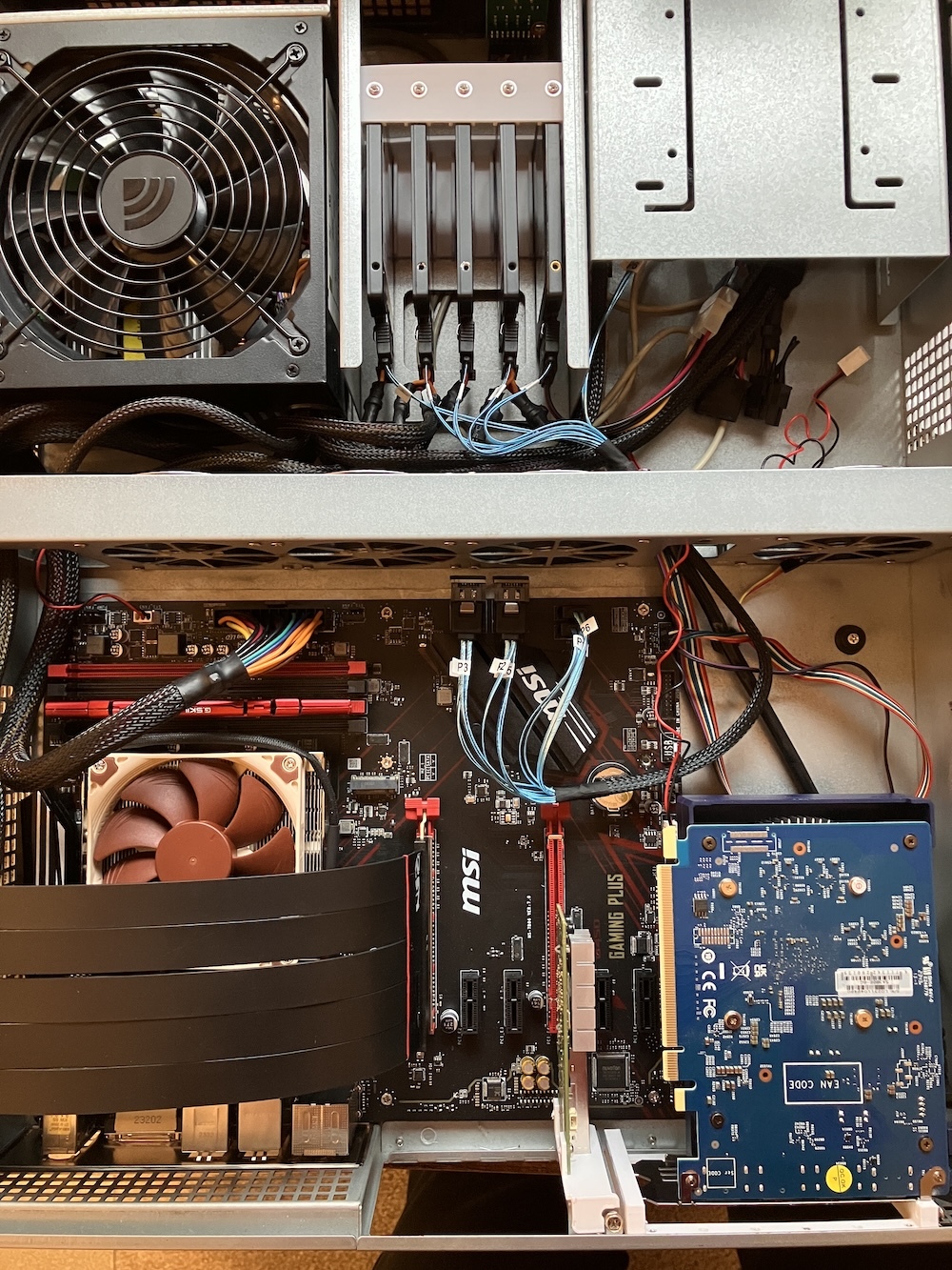 Internal components of the server shown